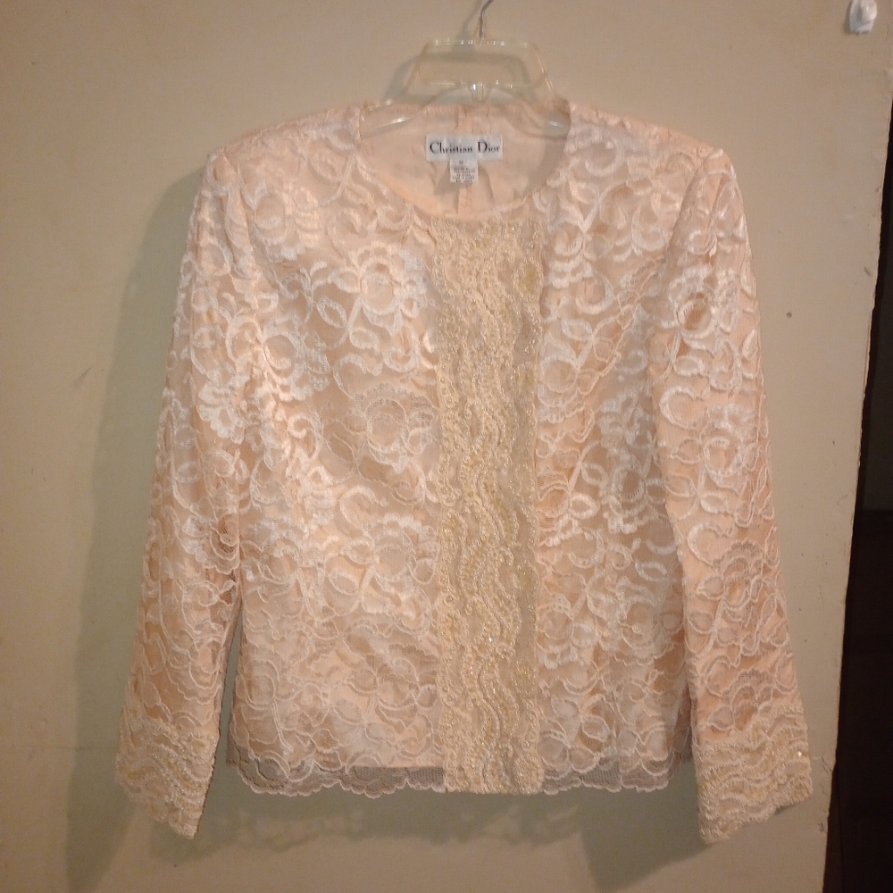 EUC Christian Dior Vintage 80s Lace Floral Jacket Women's Size 12